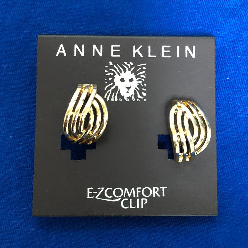 2/$15 Anne Klein Costume Jewelry 3/4" Gold Earrings Clip On - NWT